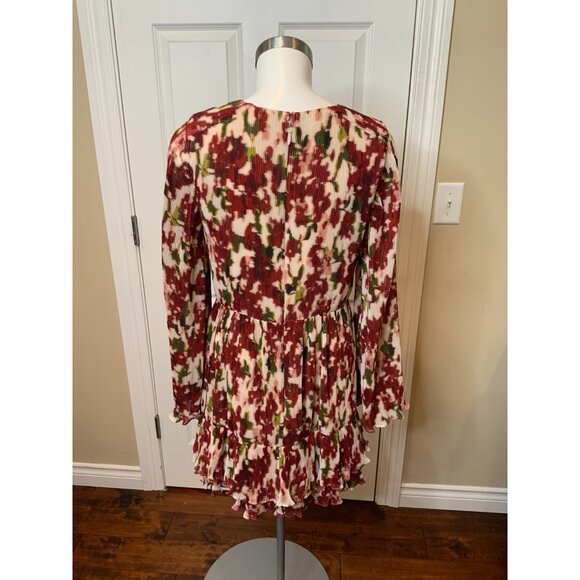 BCBG Max Azria Abstract Floral Accordion Pleated Mini Dress NWT $298, Size 6 - Picture 5 of 7